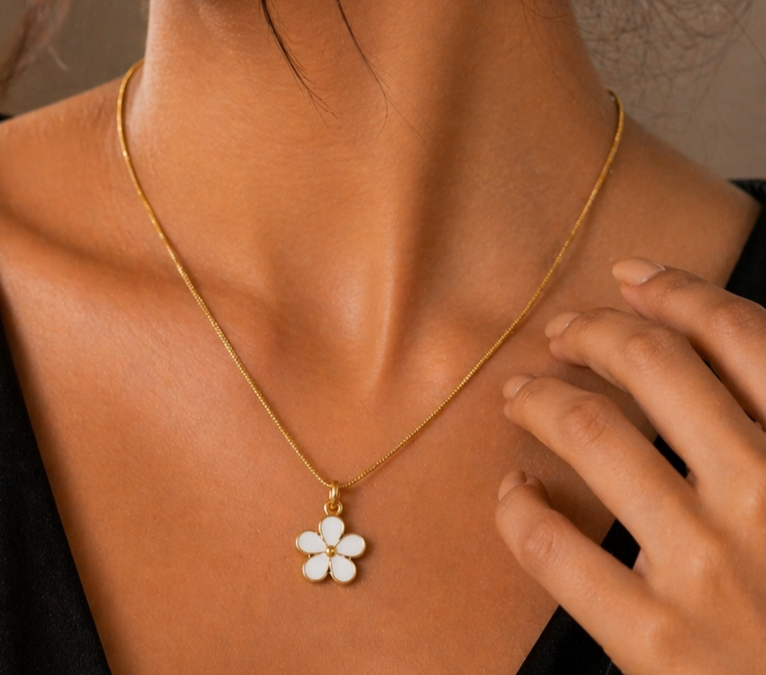 Luxury Flower Pendant Necklace – Premium Gold Plated Elegant Jewelry for Women